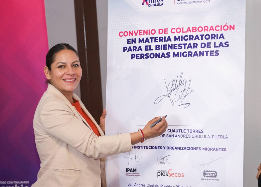 Impulsa Lupita Cuautle convenio en apoyo a migrantes y sus familias